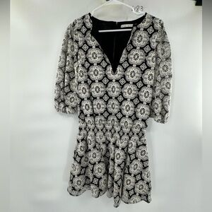 Alice + Olivia Geraldine black white dress drop waist size 4